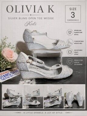 OLIVIA K Silver Bling Open Toe Wedge Sandal 3